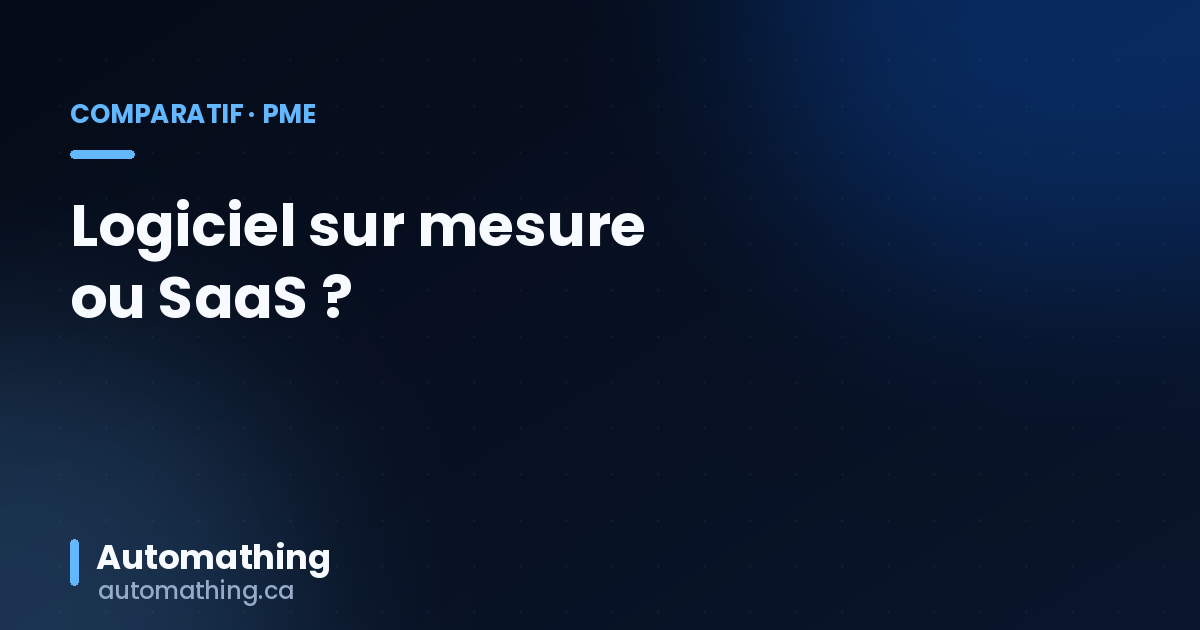 Logiciel sur mesure ou SaaS pour votre PME au Québec ?